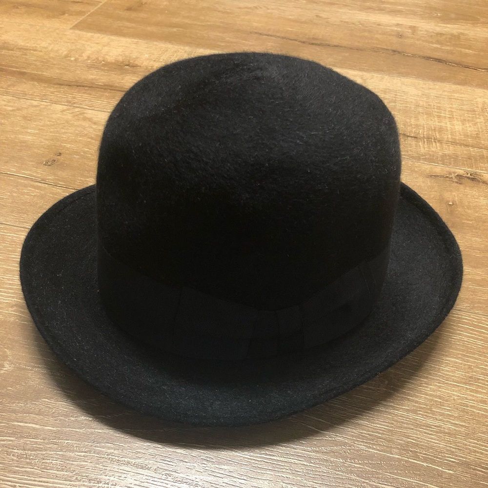 Barbisio Black Vintage Italian Bowler Hat sz 6 3/4